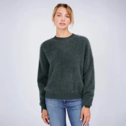 True Religion - Gerader Schnitt- Logo-Stickerei- Rundhalsaussc oliv Pullover