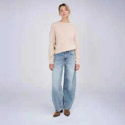 True Religion - Gerader Schnitt- Rippbündchen an den Ärmeln- Ü beige