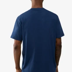 True Religion - Gerader Schnitt- Rundhals- Überschnittende Sch blau T-Shirt