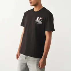 True Religion - Gerader Schnitt- Überschnittende Schultern- Ru schwarz T-Shirt