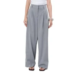 True Religion - Gerades Bein- Buntfalte- Bügelfalte- Unifarbe grau Hose