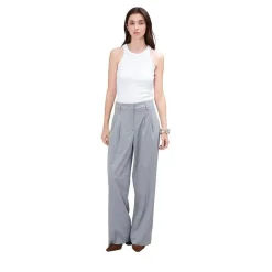 True Religion - Gerades Bein- Buntfalte- Bügelfalte- Unifarbe grau Hose
