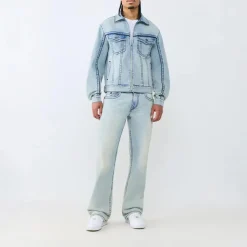 True Religion - Jeansjacke- Motoinspirierte Details- Frontreiß hellblau