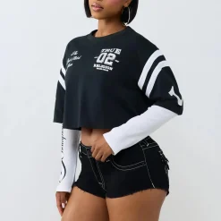 True Religion - Jersey Top mit integriertem langen Ärmel- Kontr bunt Longsleeve