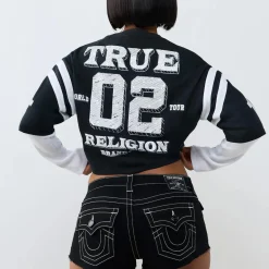 True Religion - Jersey Top mit integriertem langen Ärmel- Kontr bunt Longsleeve