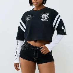 True Religion - Jersey Top mit integriertem langen Ärmel- Kontr bunt Longsleeve