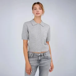 True Religion - Kurze Ärmel- Gerader Schnitt- Rippbündchen angrau Strickjacke