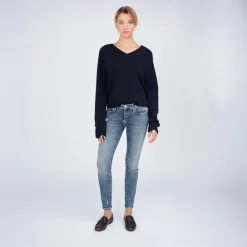 True Religion - Lamgarm- Gerader Schnitt- Rippbünchen an den Ä dunkel-blau