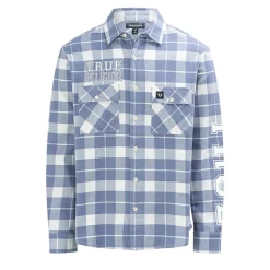 True Religion - Langarm- Flannellhemd- Knopfleiste- Karomuste blau Hemd