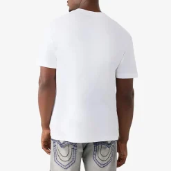True Religion - Logo T-Shirt- Gerader Schnitt- Überschnittende weiss T-Shirt