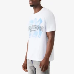 True Religion - Logo T-Shirt- Gerader Schnitt- Überschnittende weiss T-Shirt