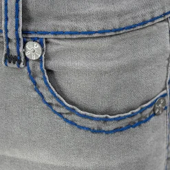 True Religion - Modell: Ricky- Lockere Passform- Farbige Ziern grau Jeans