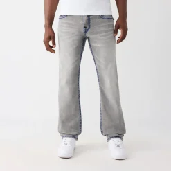 True Religion - Modell: Ricky- Lockere Passform- Farbige Ziern grau Jeans