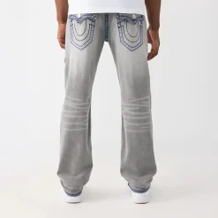 True Religion - Modell: Ricky- Lockere Passform- Farbige Ziern grau Jeans