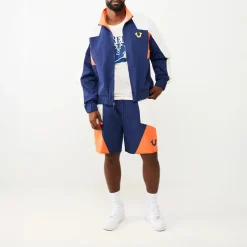True Religion - Nylon Track-Short- Geometrisches Colorblocking dunkel-blau Shorts
