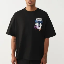True Religion - Oversize Schnitt- Lockere Passform- Überschnit schwarz T-Shirt