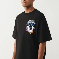 True Religion - Oversize Schnitt- Lockere Passform- Überschnit schwarz T-Shirt