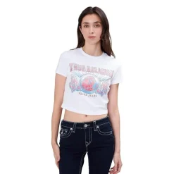 True Religion - Shirt- Figurbetonte Silhouette- Verkürzte Form weiss T-Shirt