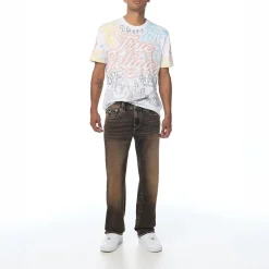 True Religion - Straight-Fit- Länge 34- Braunwaschung- Klappt braun Straight Leg Jeans