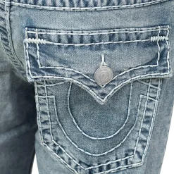 True Religion - Straight Jeans- Länge 34- Super T- Klapptasch blau Straight Leg Jeans