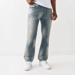 True Religion - Straight Jeans- Länge 34- Super T- Klapptasch blau Straight Leg Jeans
