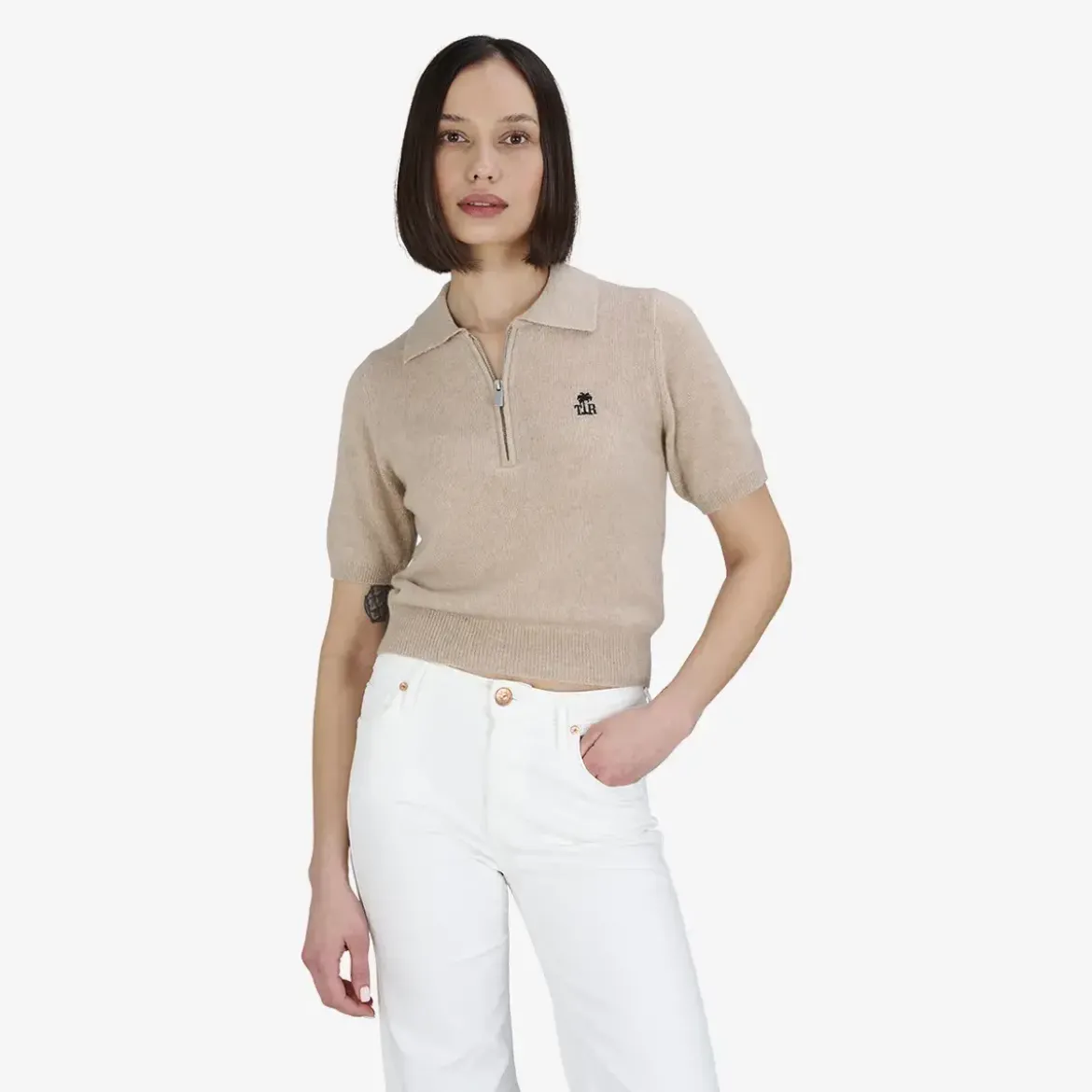 True Religion Strick-Poloshirt AMARA beige Poloshirt