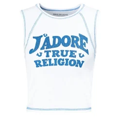 True Religion - Tank Top- Abgerundeter Saum- Gerippte Textur- weiss Top