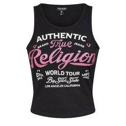 True Religion - Tanktop- Gerippt- Logo mit Ziersteine besetzt schwarz Top