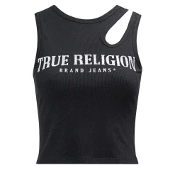 True Religion - Top- Ziersteine auf Front- Cut Out- Dehnbarer schwarz Top