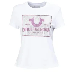 True Religion - T-Shirt- Crewneck- Aufgedrucktem Logo auf Fron weiss T-Shirt