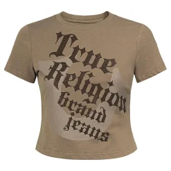 True Religion - T-Shirt- Figurbetont- Print auf Front- Zierst hell-braun T-Shirt