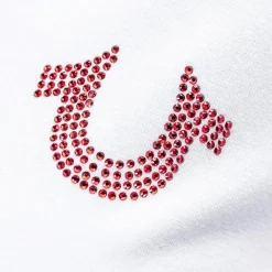 True Religion - T-Shirt- V-Ausschnitt- Markenlogo auf Front-weiss T-Shirt