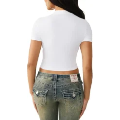 True Religion - Verkürzte Passform- Figurbetont- Nauchfrei- Z weiss T-Shirt
