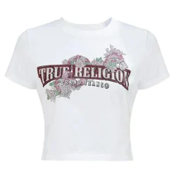 True Religion - Verkürzte Passform- Figurbetont- Nauchfrei- Z weiss T-Shirt