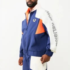 True Religion - Windbreakter Flair- Geometrisches Colorblocking dunkel-blau Daunenjacke