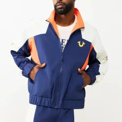 True Religion - Windbreakter Flair- Geometrisches Colorblocking dunkel-blau Daunenjacke