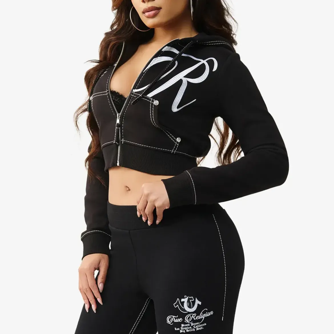 True Religion Zip-Hoodie schwarz Blouson
