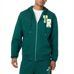 True Religion - Zip-Hoodie- Varsity-Stil- Logo Print auf Rücks grün