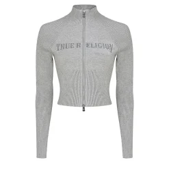 True Religion Zip-Sweater CRYSTAL grau Strickjacke
