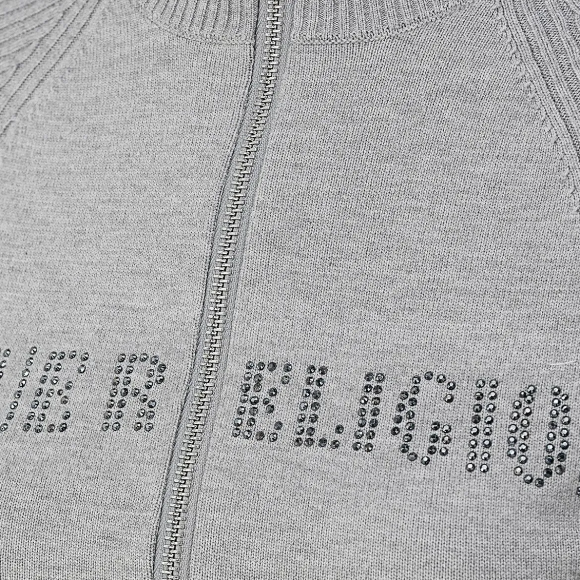 True Religion Zip-Sweater CRYSTAL grau Strickjacke