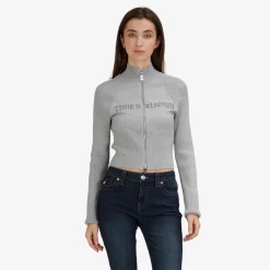 True Religion Zip-Sweater CRYSTAL grau Strickjacke