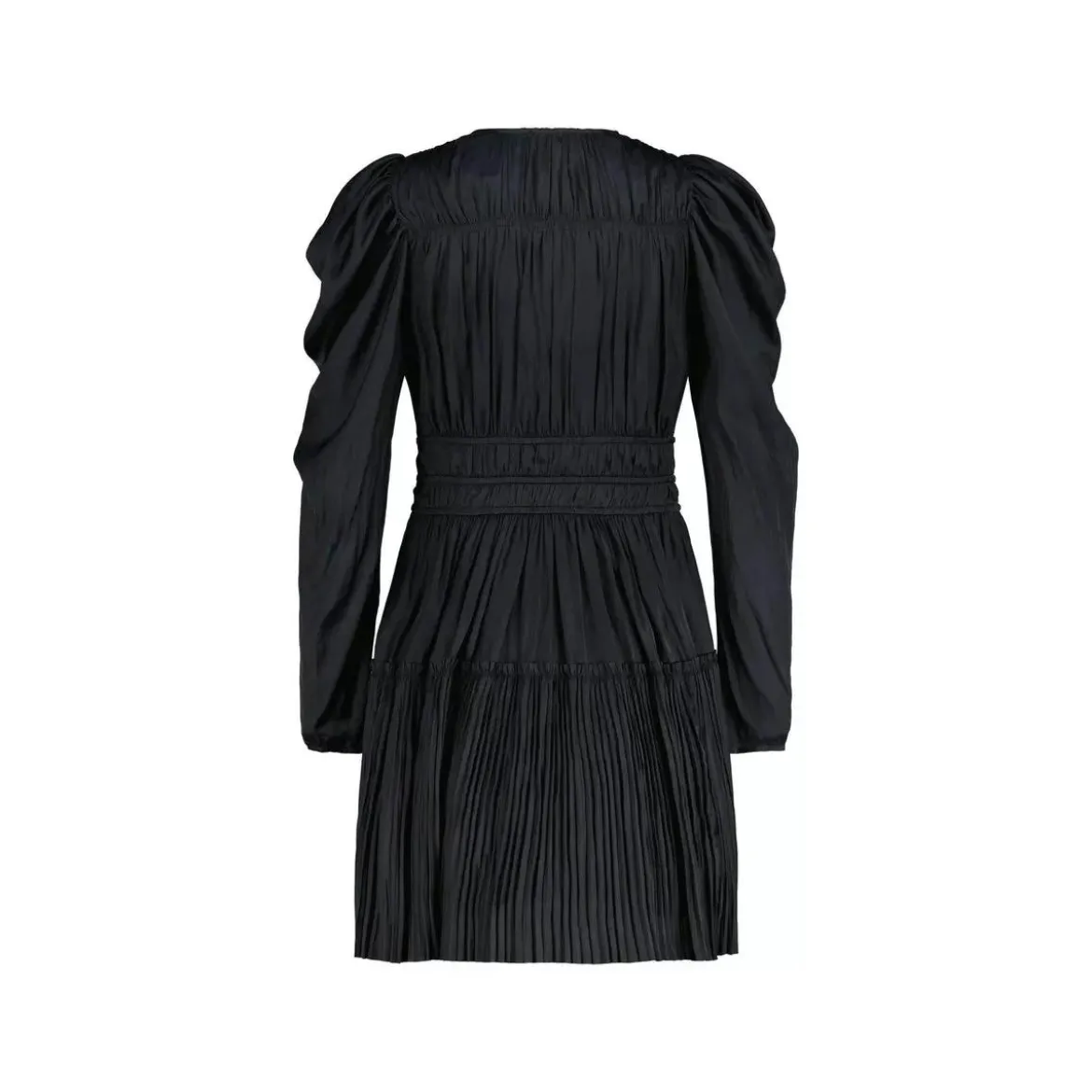 Ulla Johnson Satinkleid Lu mit Plissee Schwarz Plisseekleid