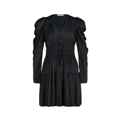 Ulla Johnson Satinkleid Lu mit Plissee Schwarz Plisseekleid