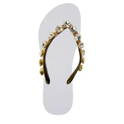 UZURII platte hausschuhe Chrystal Flower weiss Flip Flops