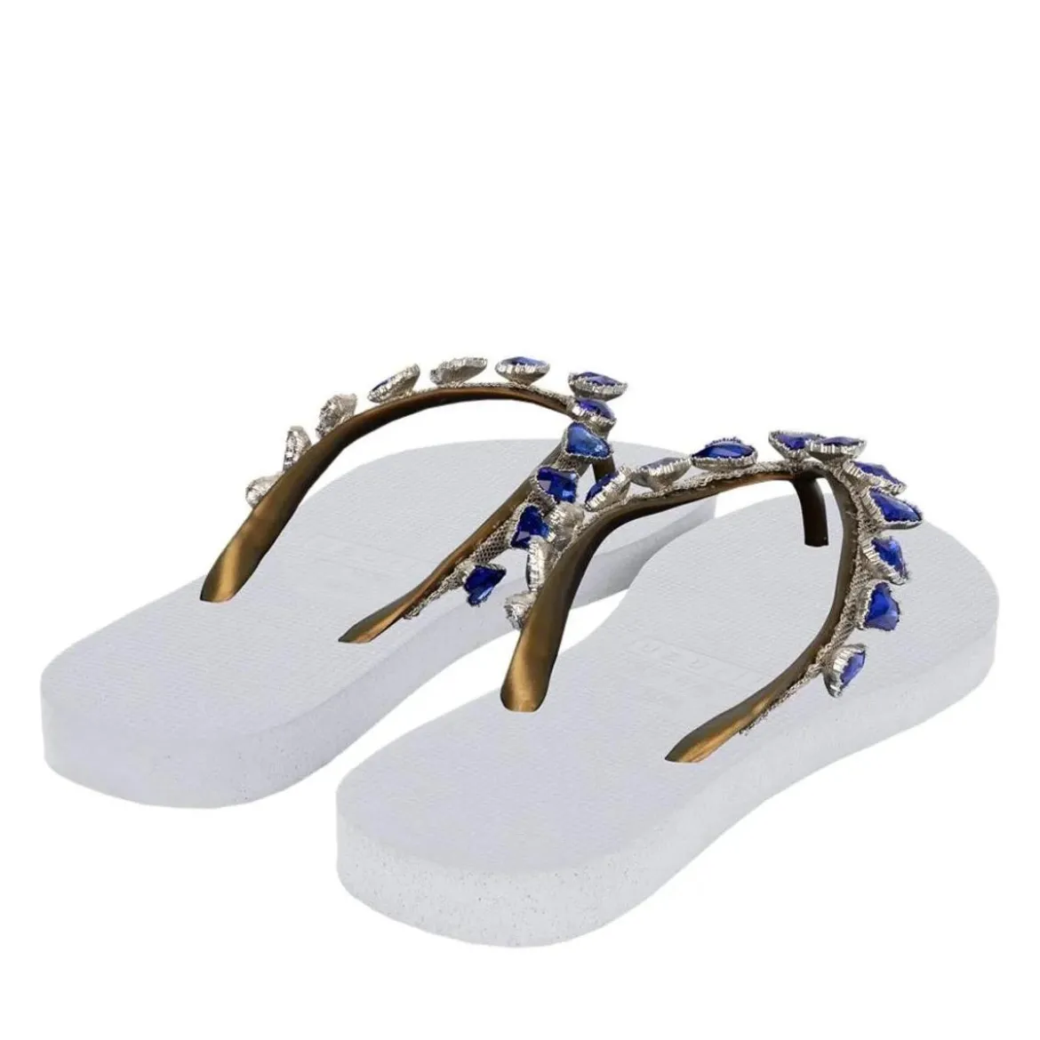 UZURII Zehentrenner Heart Blue weiss Flip Flops