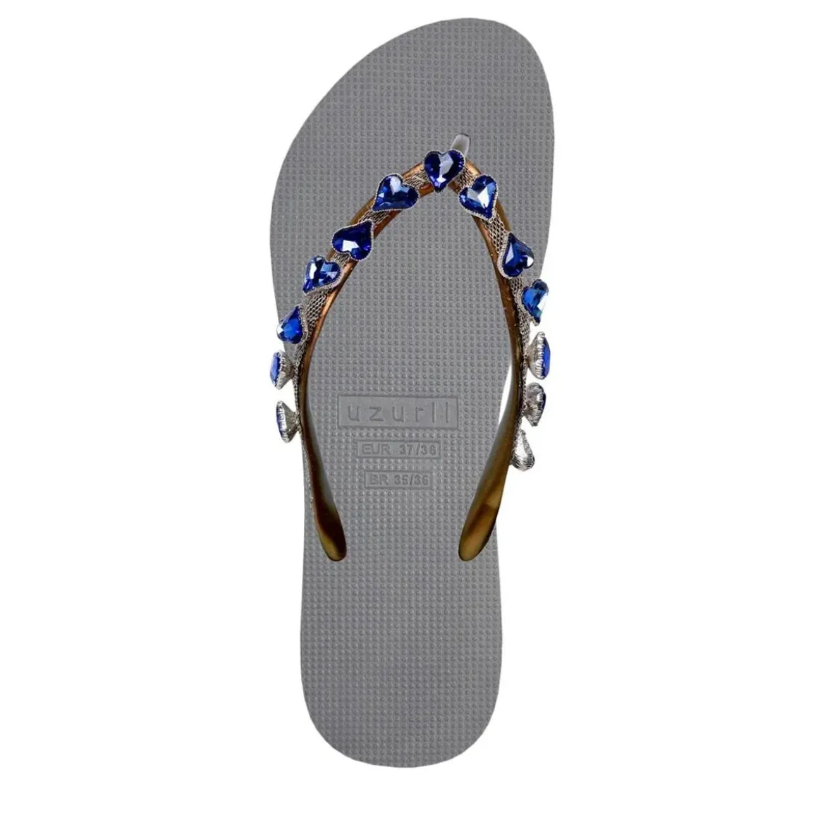 UZURII Zehentrenner Heart Blue silber Flip Flops
