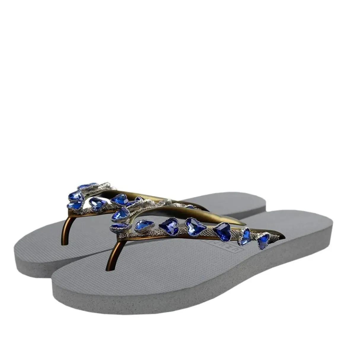 UZURII Zehentrenner Heart Blue silber Flip Flops