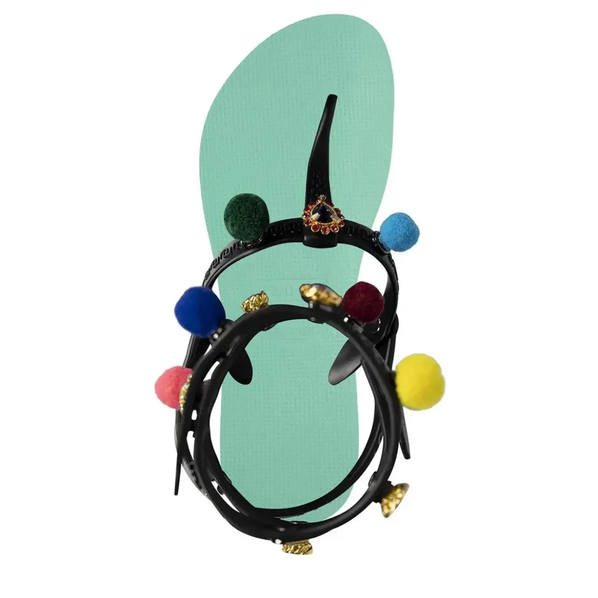 UZURII Zehentrenner Mondriaan Colorful Black mintgrün Flip Flops