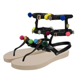 UZURII Zehentrenner Mondriaan Colorful Black sand Flip Flops