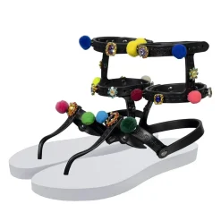 UZURII Zehentrenner Mondriaan Colorful Black weiss Flip Flops